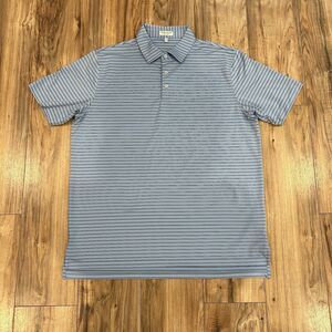 Peter Millar Summer Comfort Polo Mens Blue Striped Golf Tennis Shirt XL
